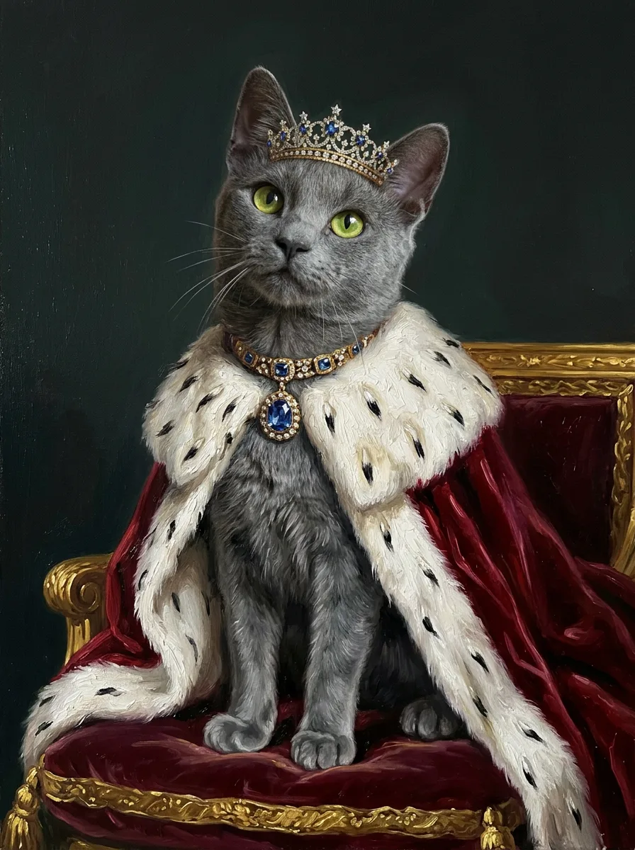 A dignified memorial portrait of a cat on archival canvas