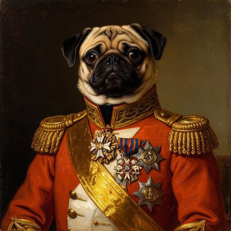 Custom dog portrait in ceremonial dress — the guest of honor