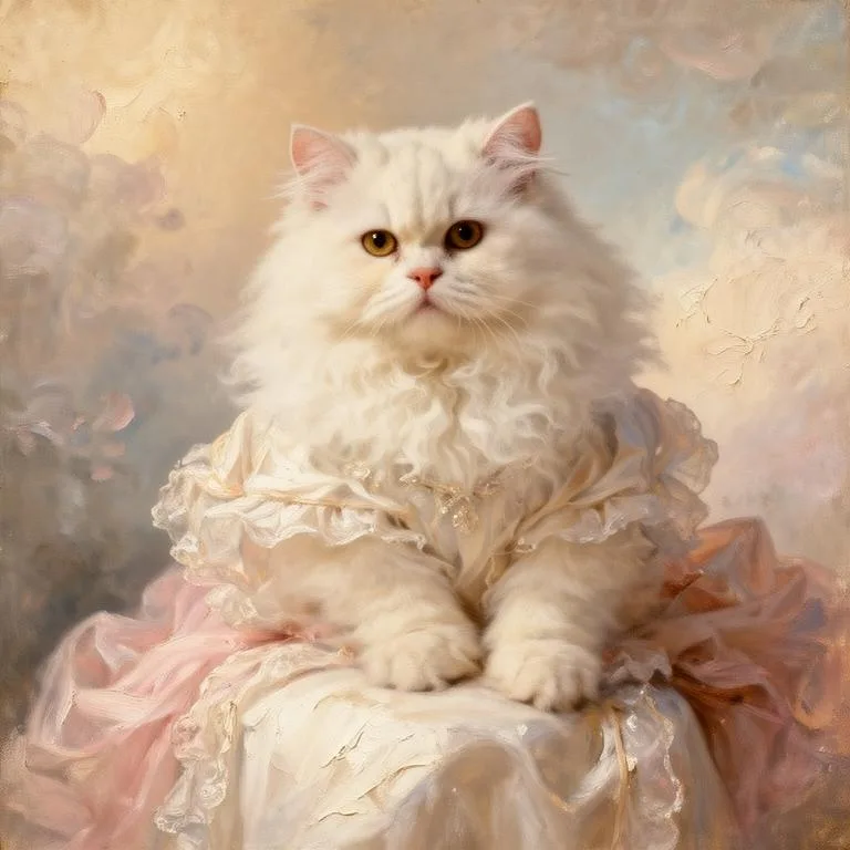 A dog portrayed in a soft romantic Renaissance-style portrait, a keepsake gift for a dog mom